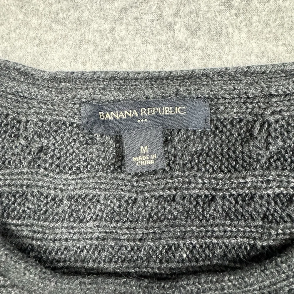 Banana Republic Two Tone Cable Knit Sweater Womens Medium Dolman‎ 3/4 Sleeve